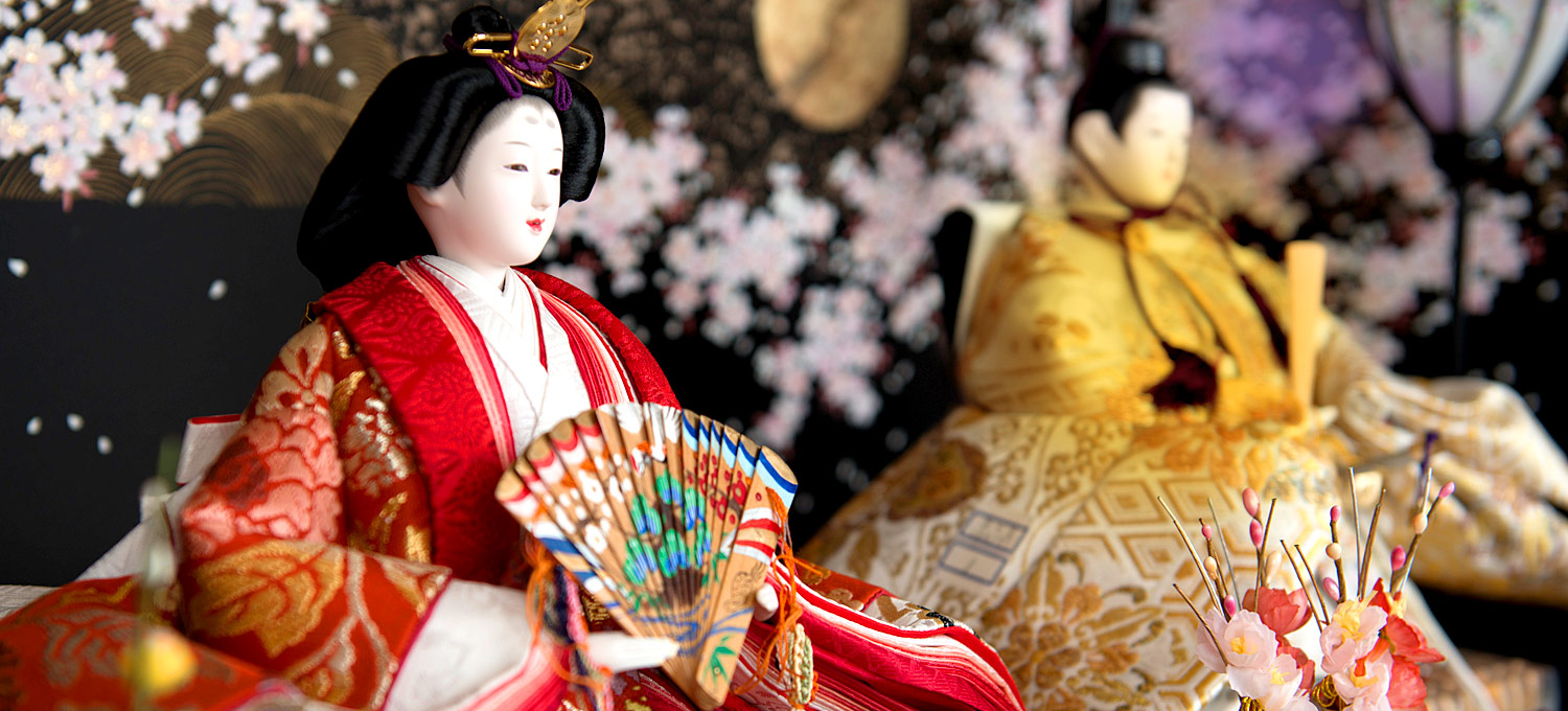 平安天鳳作 ひな人形 京友禅 桜花 雛人形 輸入 京友禅