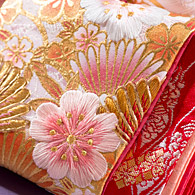 袋帯地 金彩刺繍加工